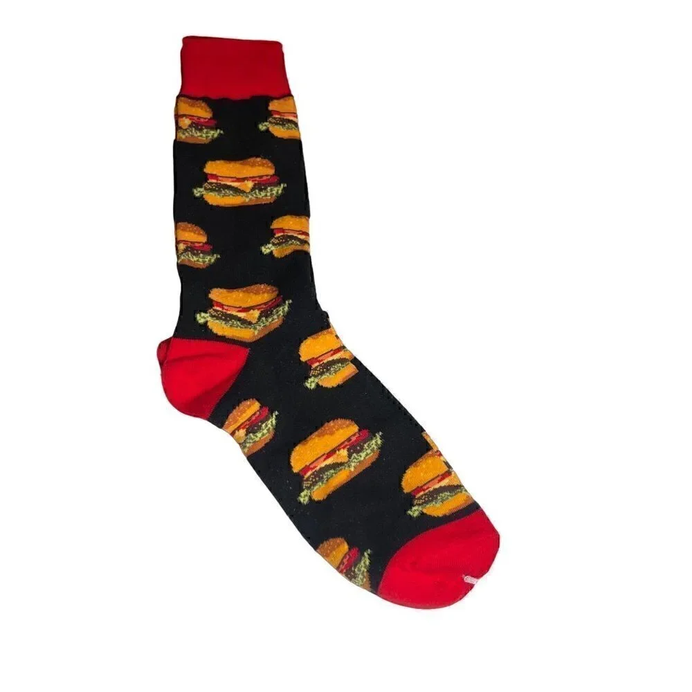 Socksmith Men's Crew Socks Good Burgers Cheeseburgers Fund Food Novelty Footwear